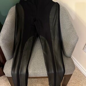Joseph Ribkoff Black Leggings with Faux Leather Detail